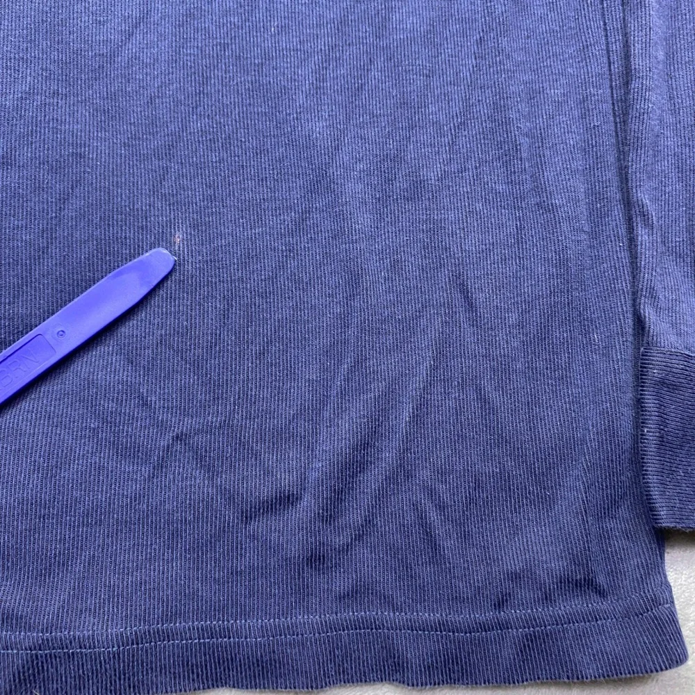 Banana Republic Mens Large Navy Blue Ribbed Cotton Rayon Long Sleeve Button Down